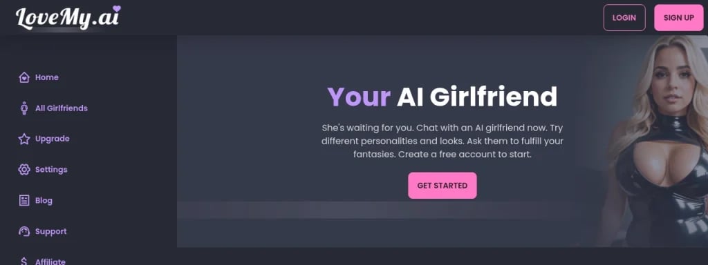 LoveMy AI official homepage screenshot