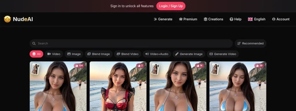 NudeAI official homepage screenshot