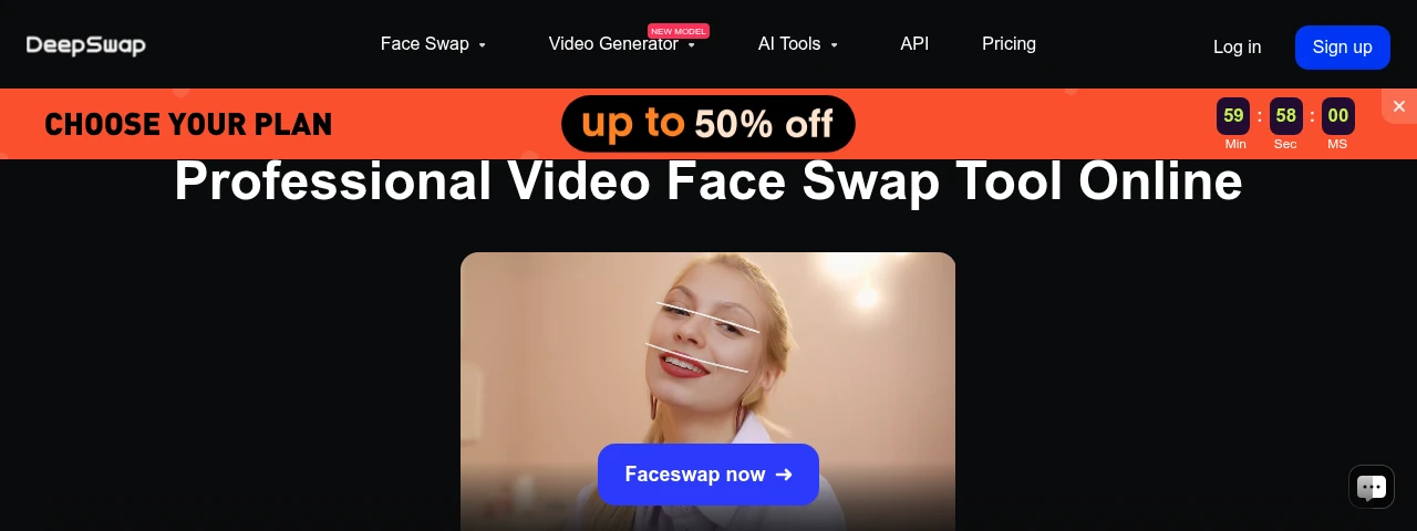 Deepswap official homepage screenshot
