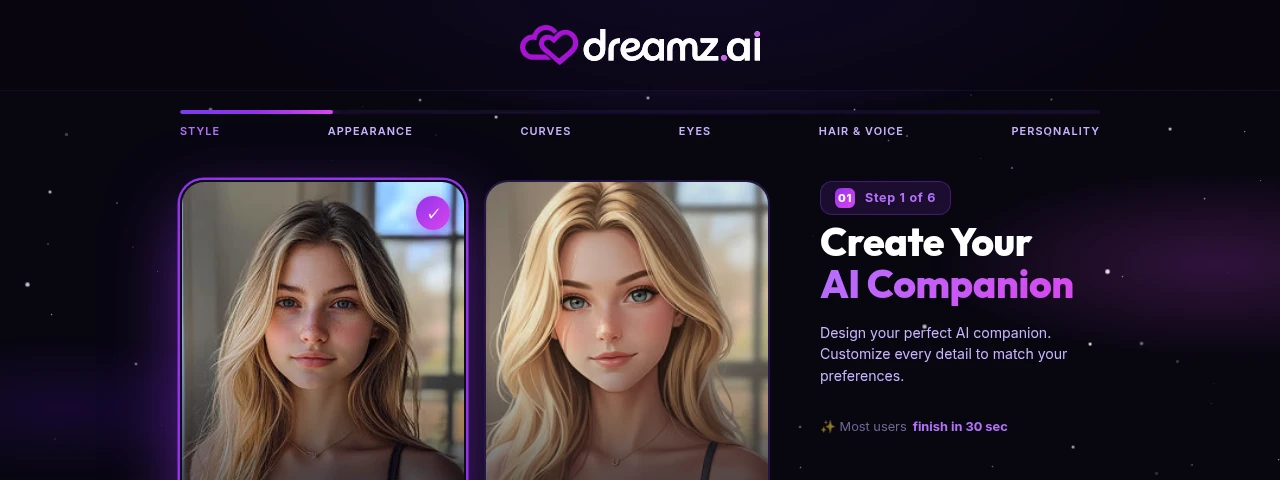 Dreamz AI official homepage screenshot