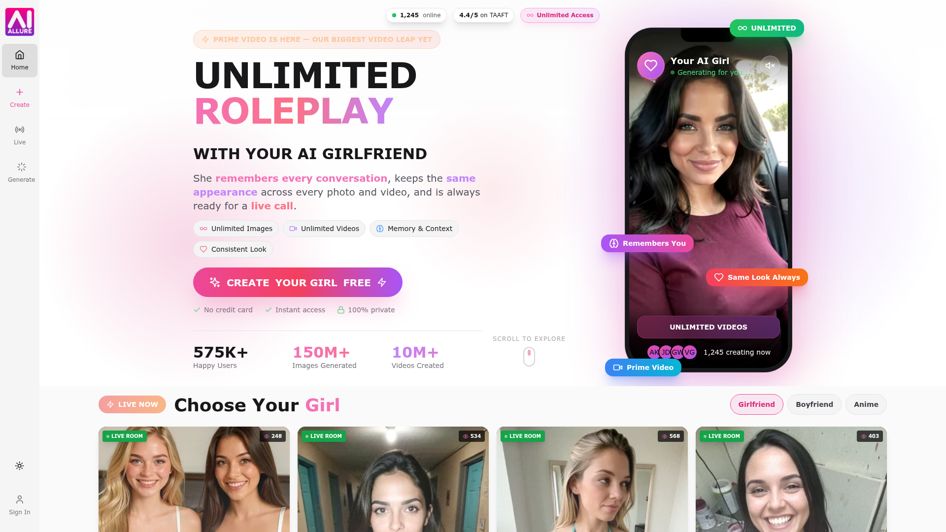 aiAllure homepage