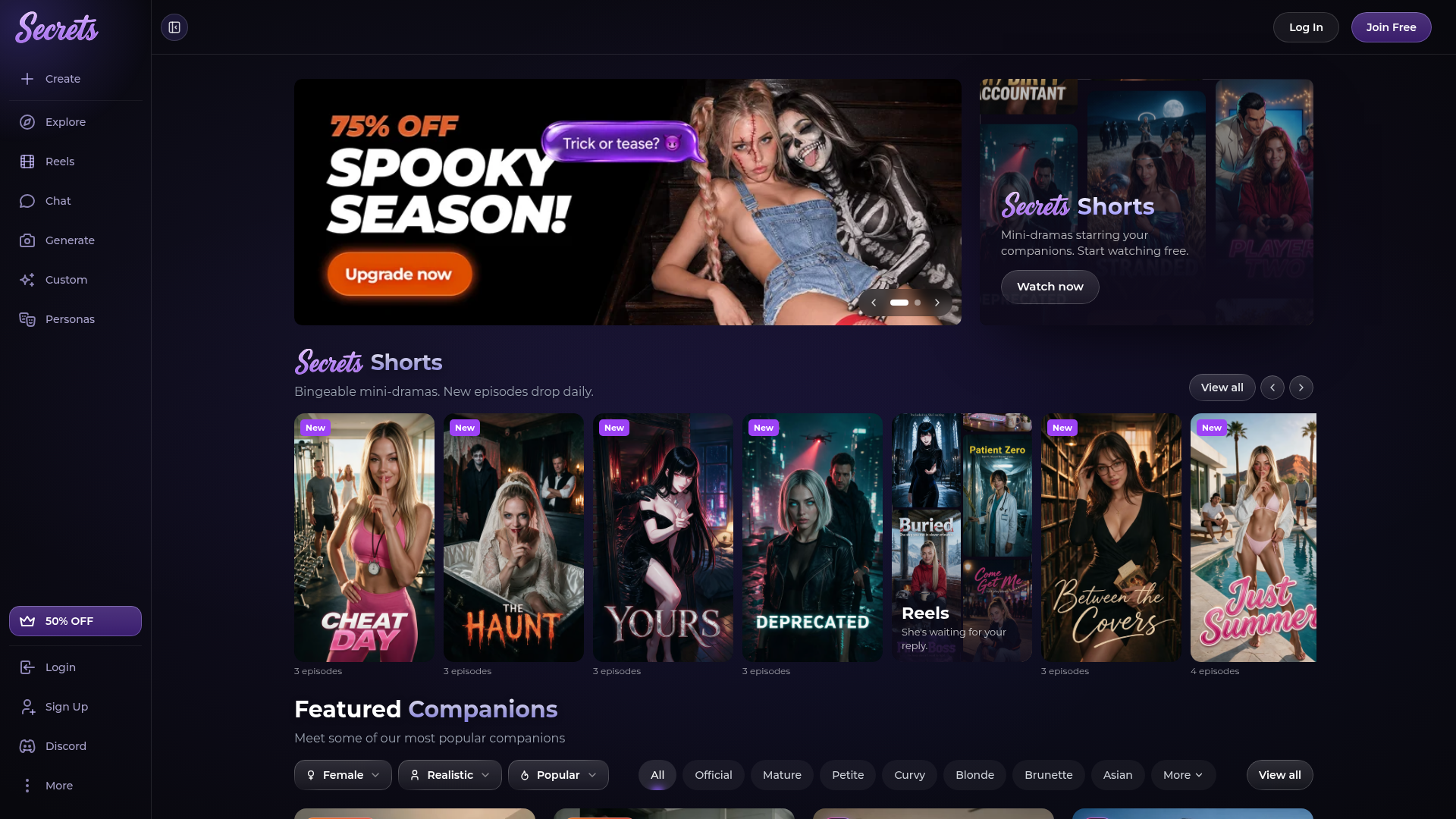 Secrets AI homepage