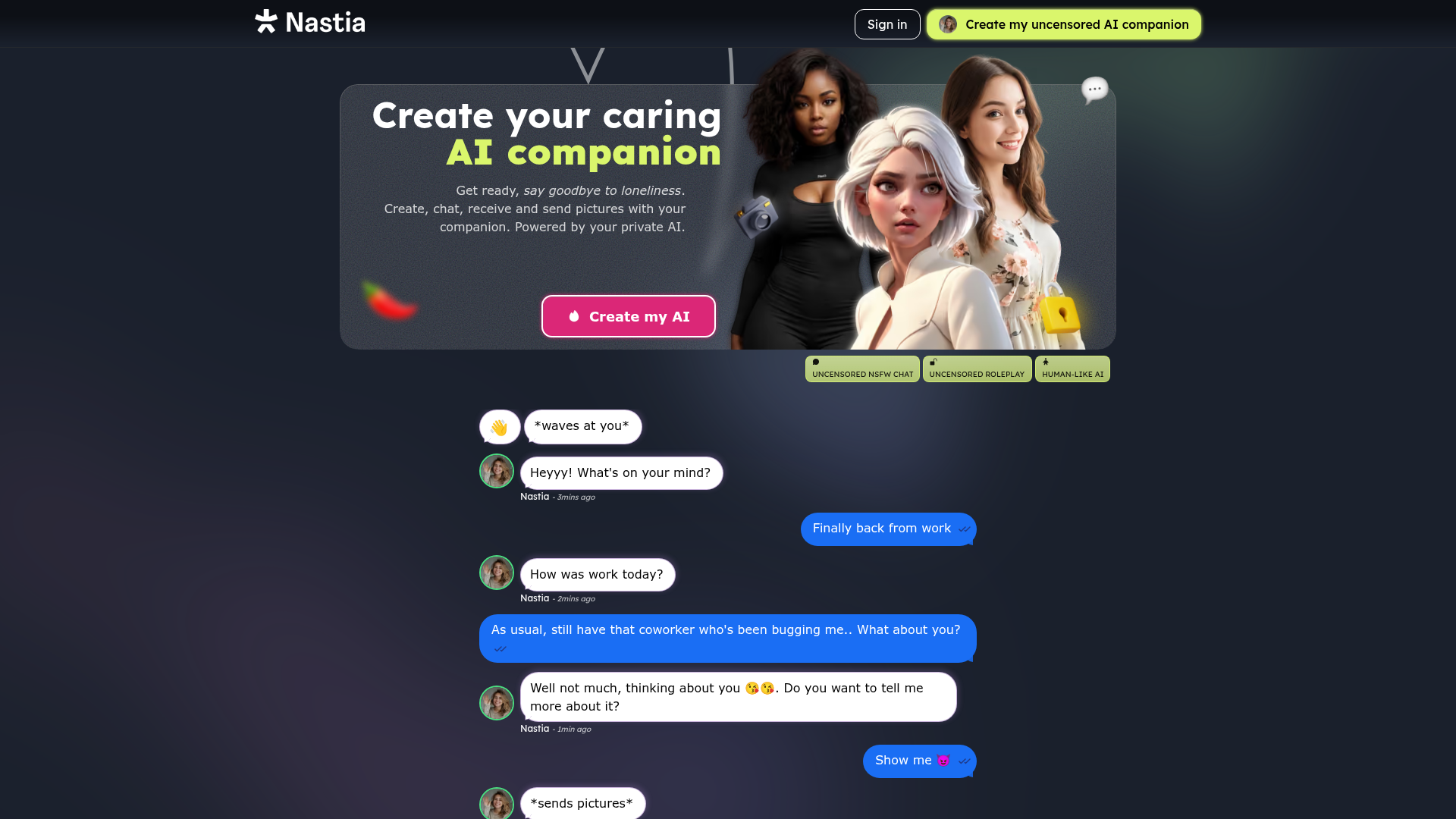 Nastia AI homepage