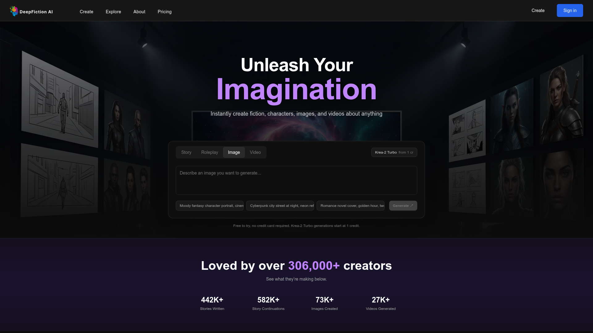 DeepFiction homepage