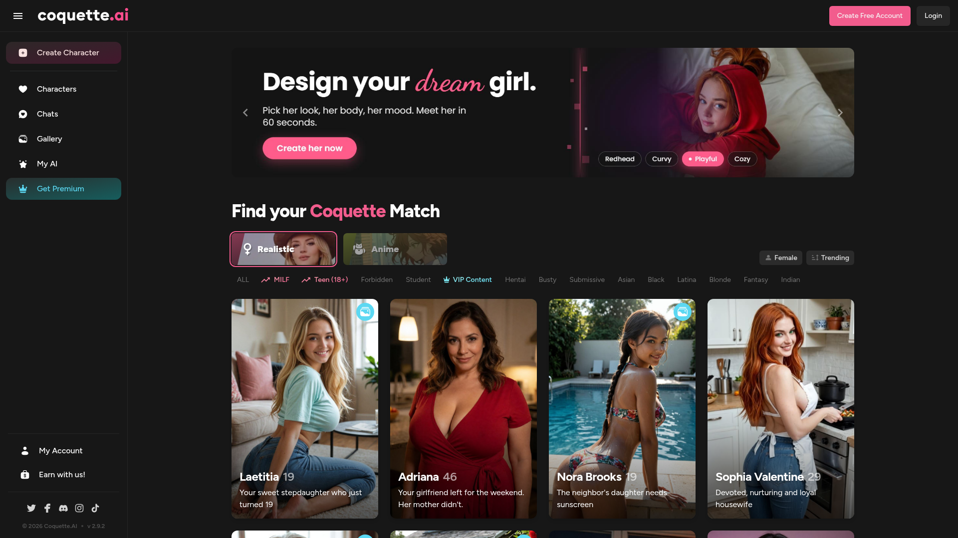Coquette.AI homepage