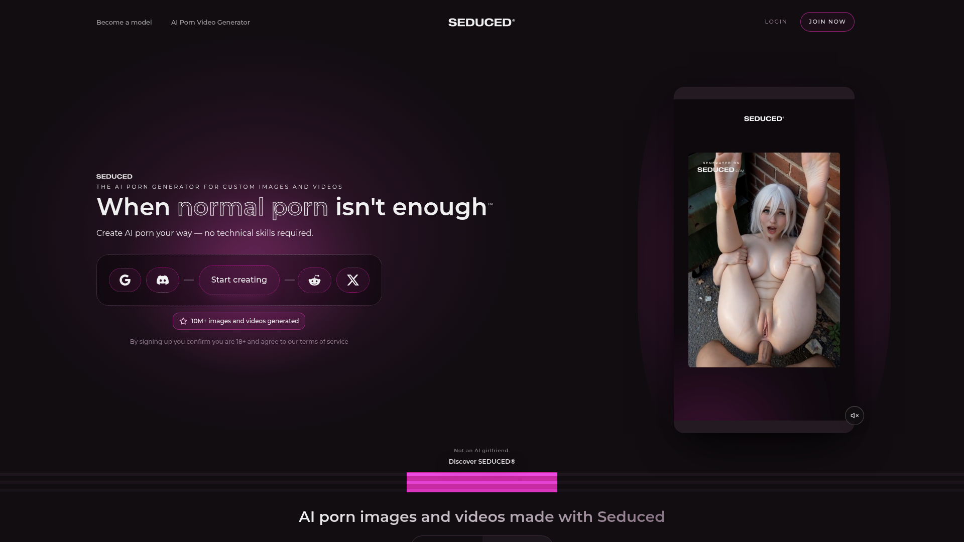 Seduced AI homepage