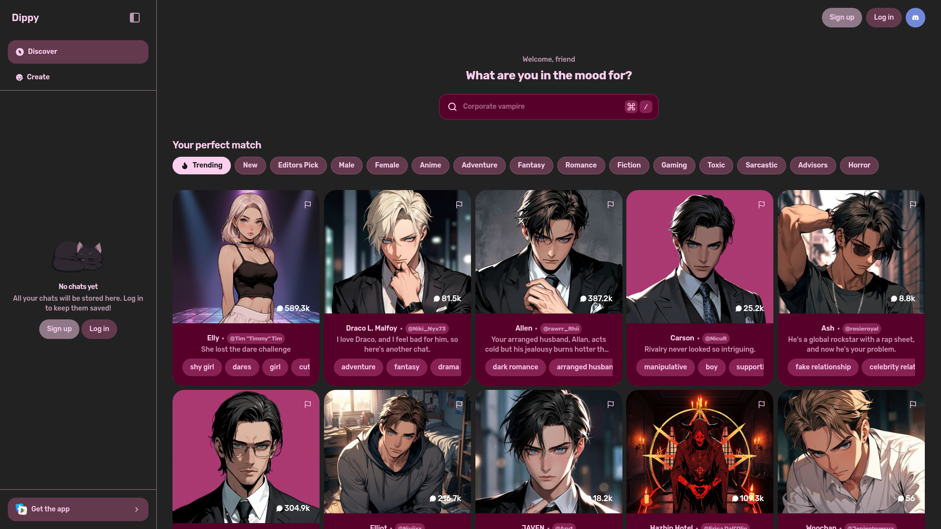 Dippy AI homepage