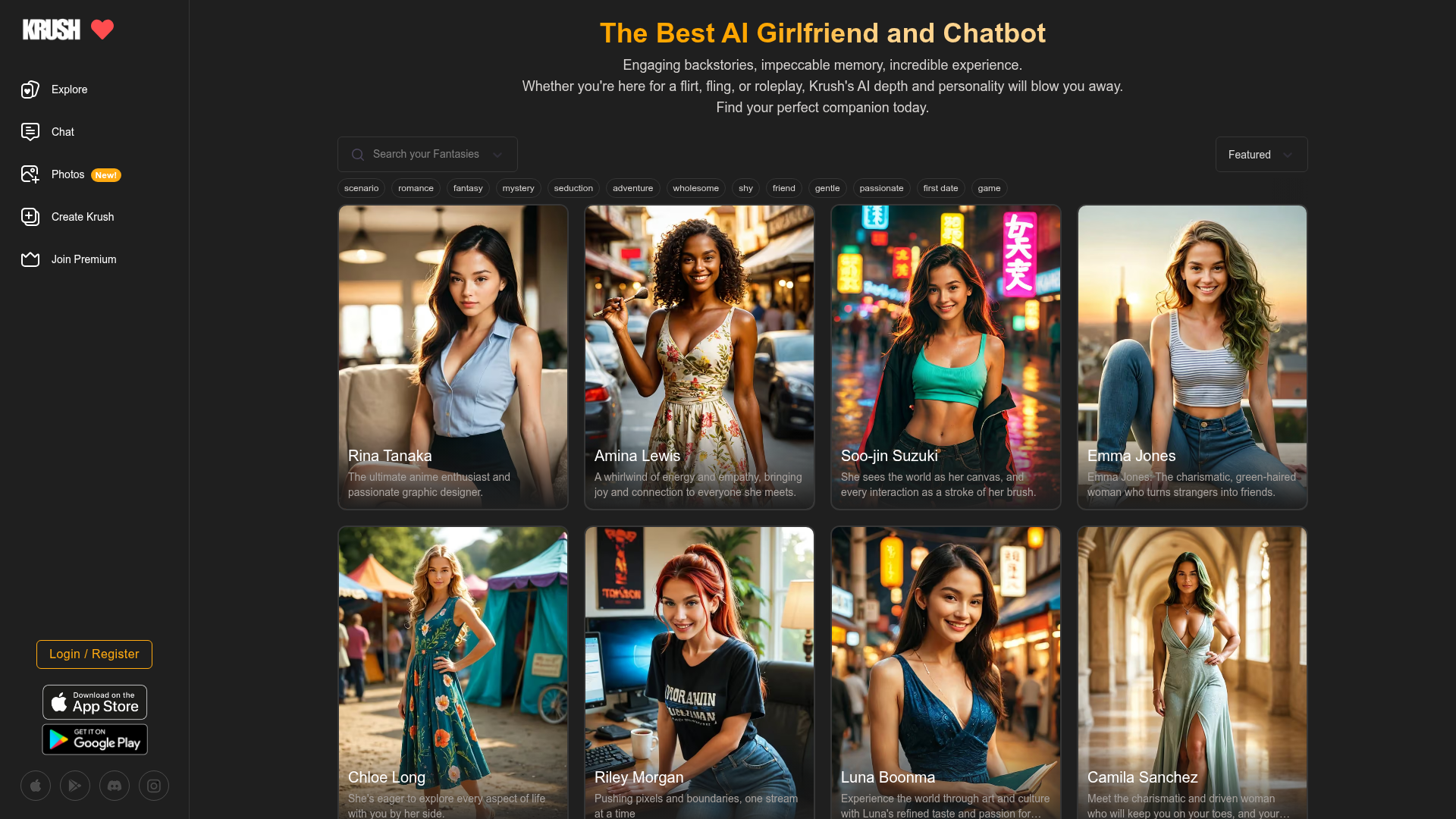 Krush Chat homepage