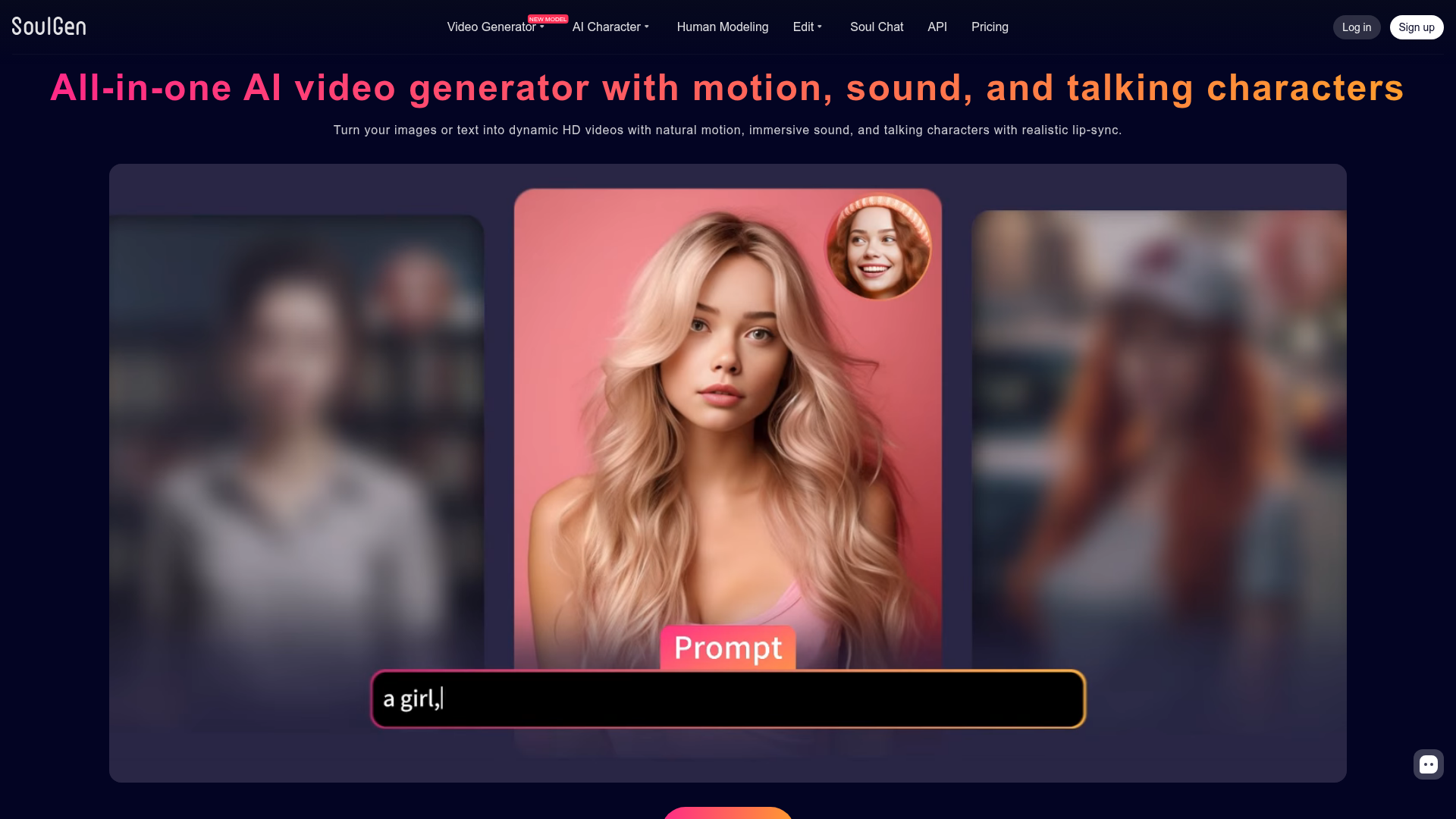 SoulGen AI homepage