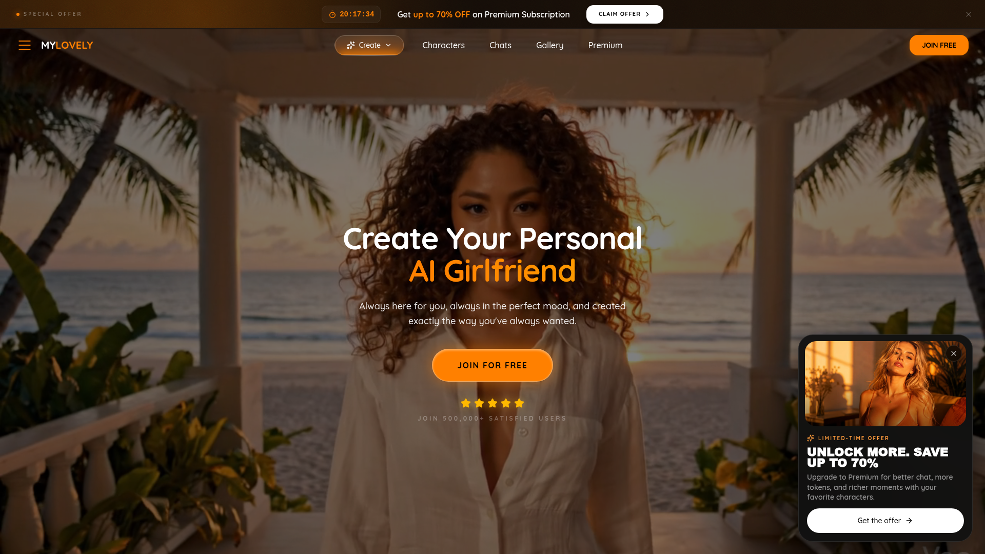 MyLovely AI homepage