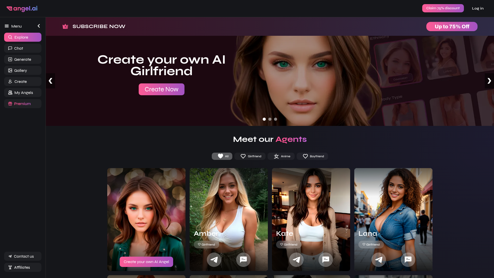 Angel AI homepage