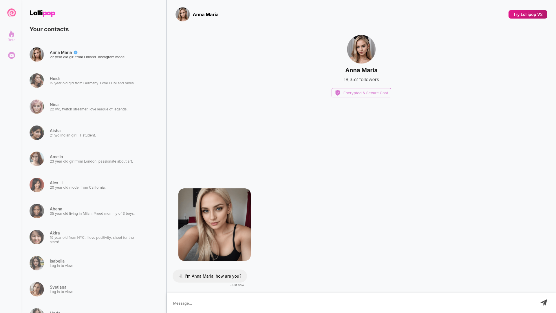 Lollipop Chat homepage